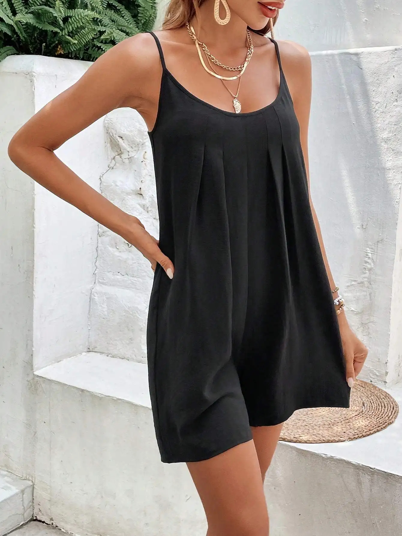 Women Casual Summer Overalls Sleeveless Spaghetti Strap Romper - Image 6