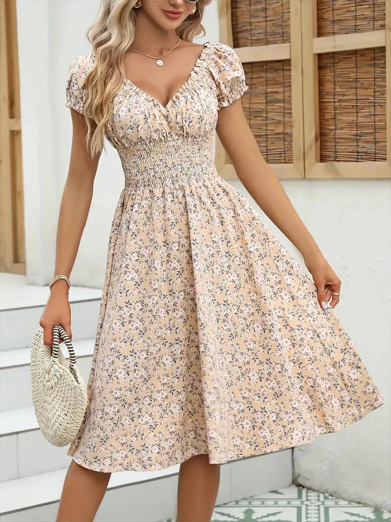 Women’s Vintage Floral Party Dress - Image 5