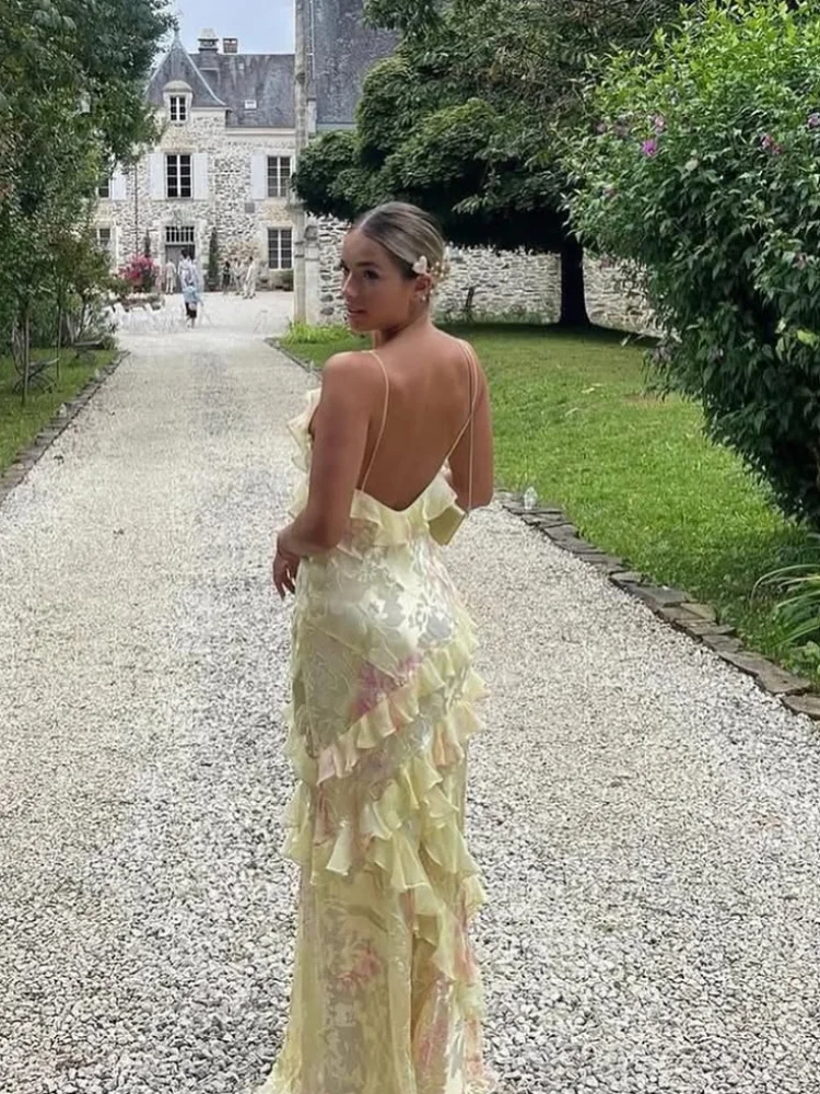 Elegant Floral Sling Maxi Dress for Women - Image 4