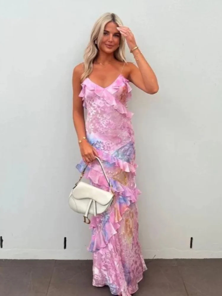Elegant Floral Sling Maxi Dress for Women - Image 3